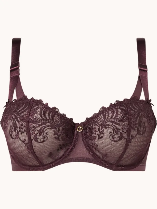 Aubade Femme Passion beugel bh van mesh met borduring - Aubergine