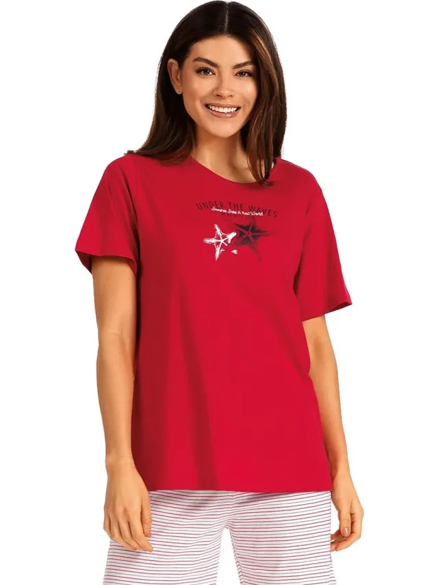 Comtessa Dames Pyjama 'Starfish Red' Rood