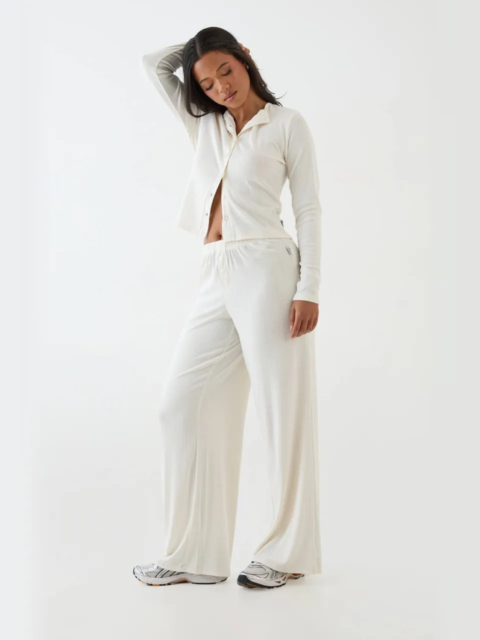 Dames Dsgn Studio Pointelle Wijde Pijpenbroek crème, foto 4