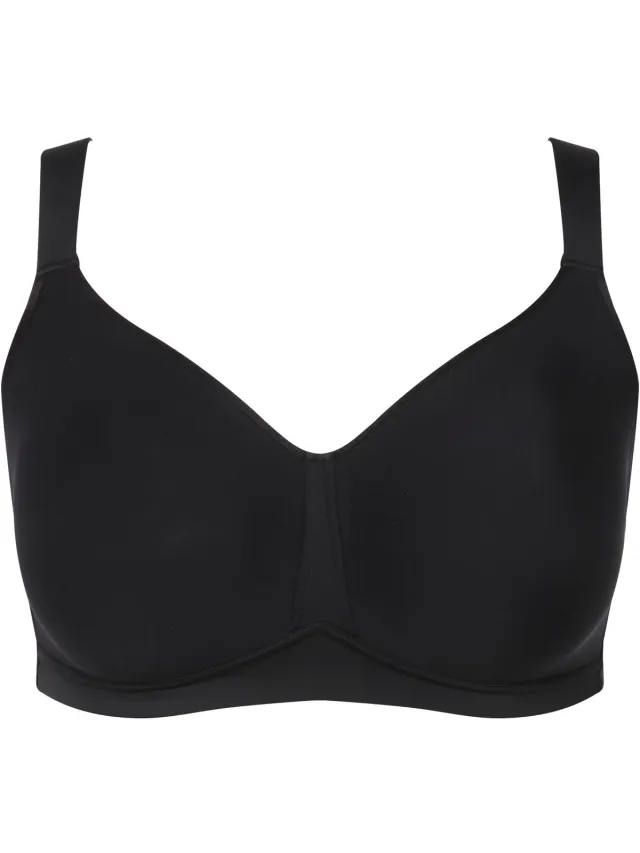 Ulla Popken Dames - Beha spacer-cups zonder beugel microvezel - Zwart