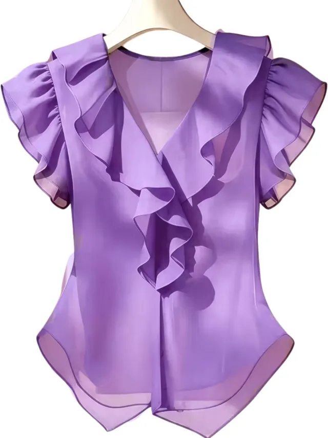 Currero Topje Dames - Top Kleding - Shirt - Blouse - Kort - Volwassen - Lichtpaars