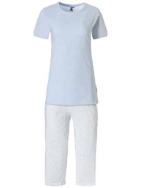 By Louise Dames capri korte pyjama set / wit Blauw