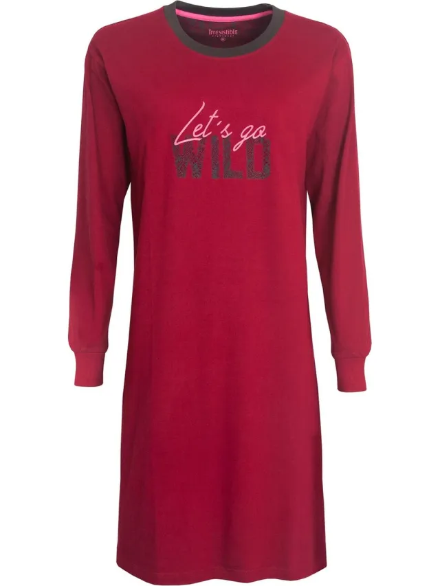 Irresistible Dames Nachthemd - Katoen - Ronde Hals - Rood