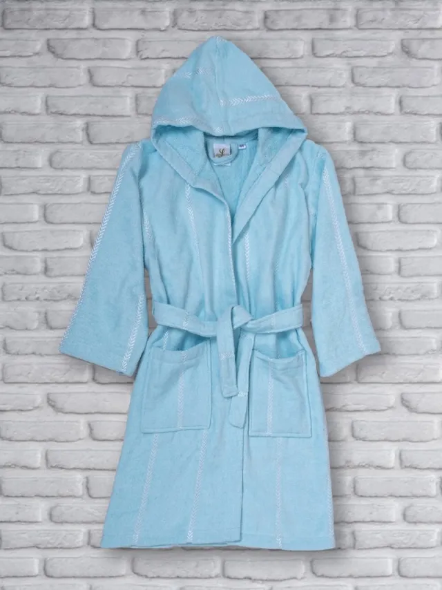 Lubna Home Kinderbadjas 4-6 jaar Zacht Katoen Kinderbadjas-110 MINT UNISEX