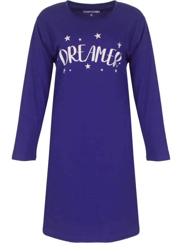 Temptation Dames Nachthemd - Bigshirt - Lila paars