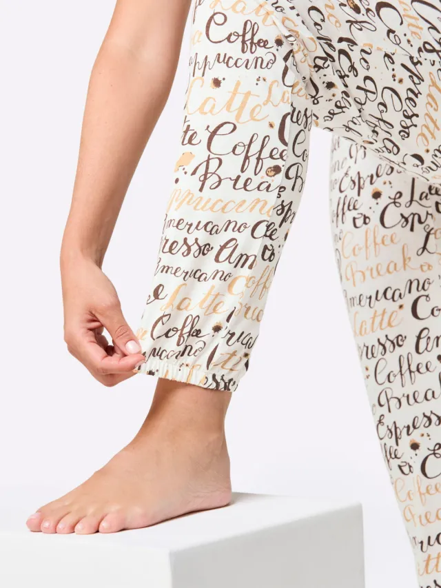 Pyjama-Broek ecru/choco bedrukt