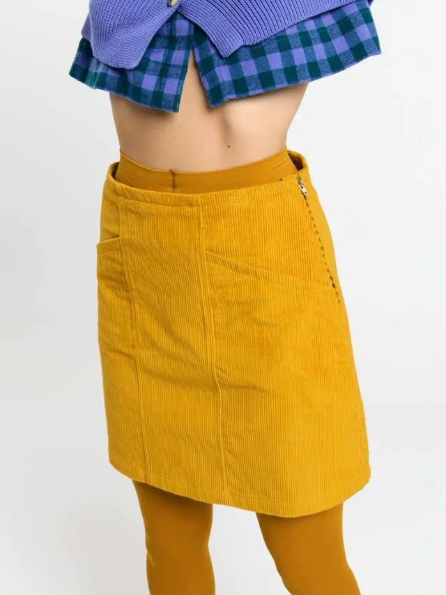 SUITE13LAB dames vegan Minirok Faro Mosterdgeel, foto 2