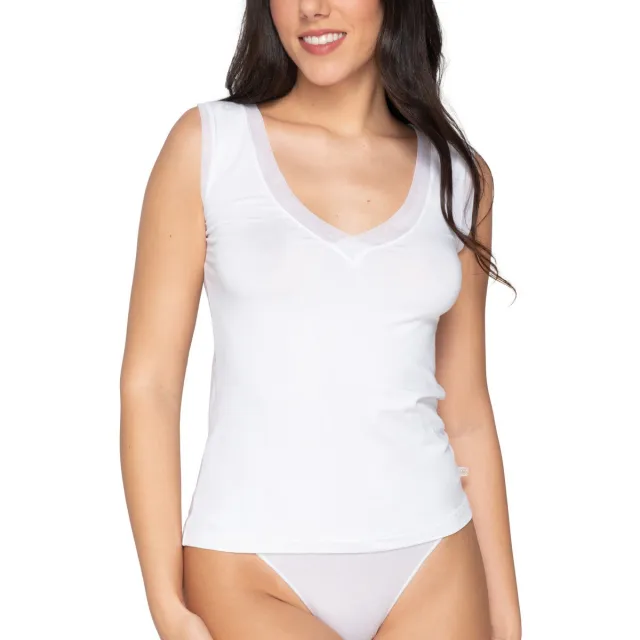 Luna Splendida mouwloze V-hals top Cotton Touch Splendida wit