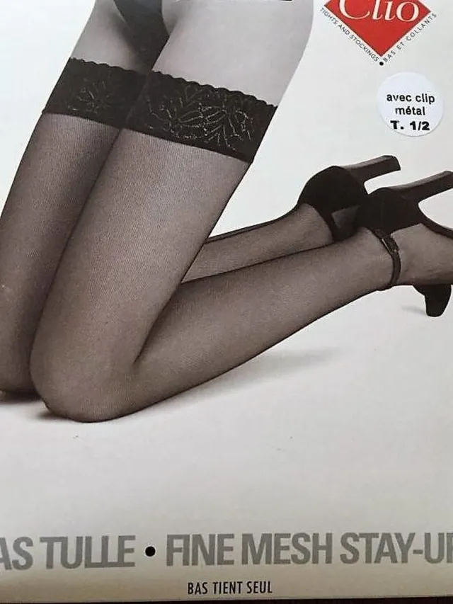 Clio Hold Ups - Hold Up Kousen - Fine Mesh - Naad - Clips - T1/2 - Zwart