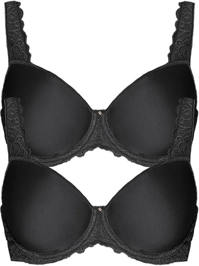Viania 2-pack Spacer Beugelbeha Marina zwart zwart
