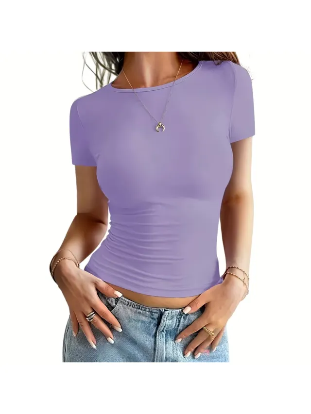 Currero Topje Dames - Top Kleding - Shirt - Blouse - Kort - Volwassen - Violet