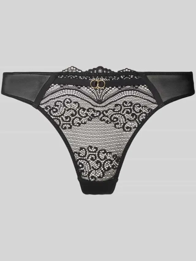 Lascana String met applicatie, model 'Elenora' Zwart
