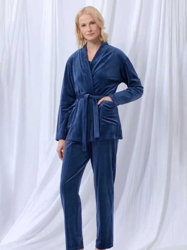 Lords & Lilies huispak 3-delig dames - donkerblauw - 252-51-TPS-V/831