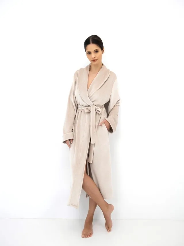 S& Sensis Sensis Velours Badjas Vela Dames Beige