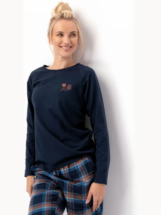 Key Dames Pyjama Flanel Katoen Blauw LNS 432 42 /