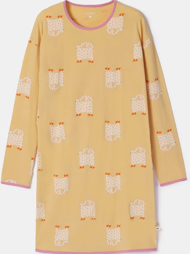 Woody Slaapkleedje gele kattenprint Geel