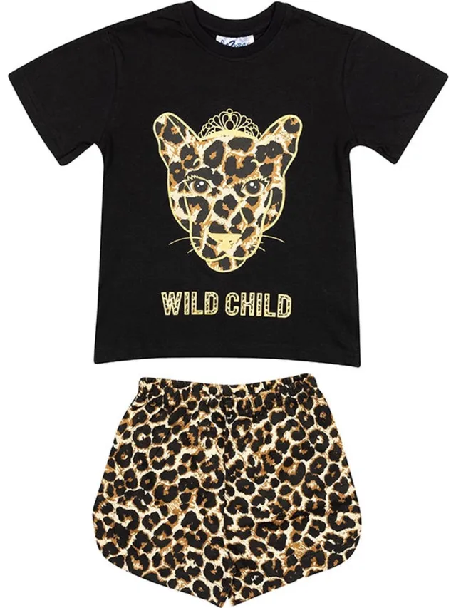 Fun2Wear Wild Child Shortama Tiener | Zwart - Katoen