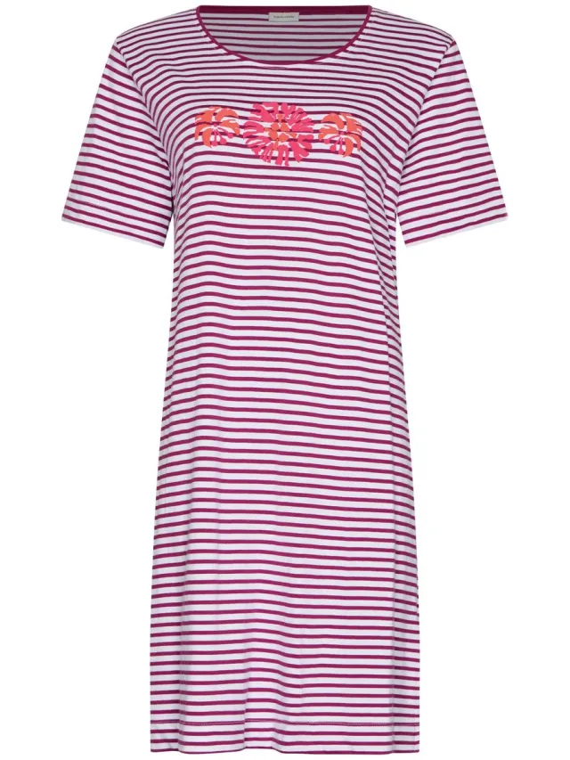 Pastunette Nachthemd - Paradise Pink - Organisch Katoen - Bourdeaux/Wit Rood
