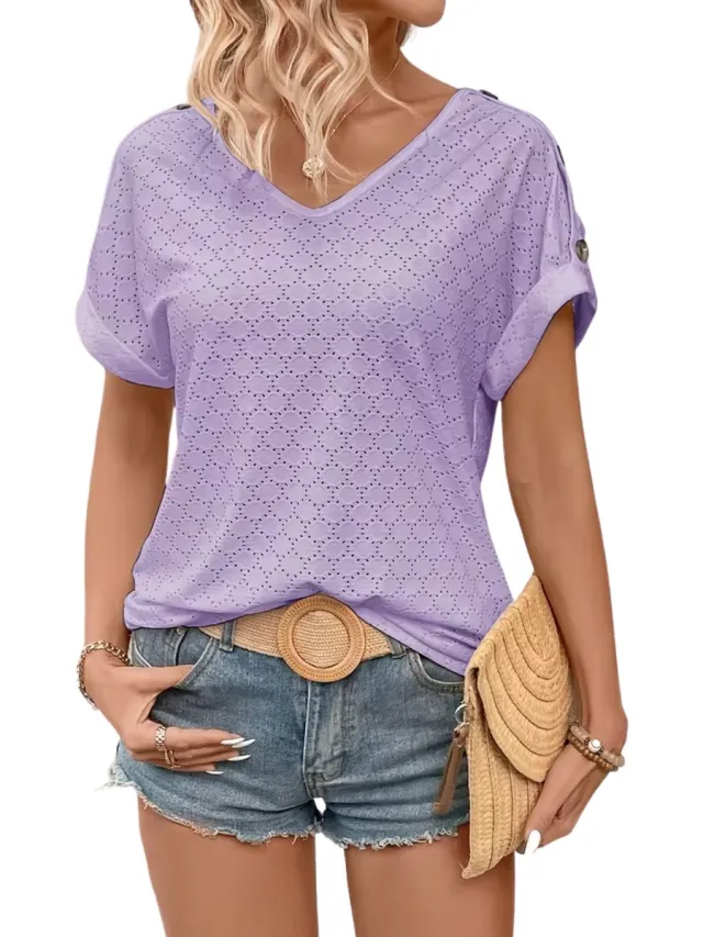 Currero Topje Dames - Top Kleding - Shirt - Blouse - Kort - Volwassen - Paars
