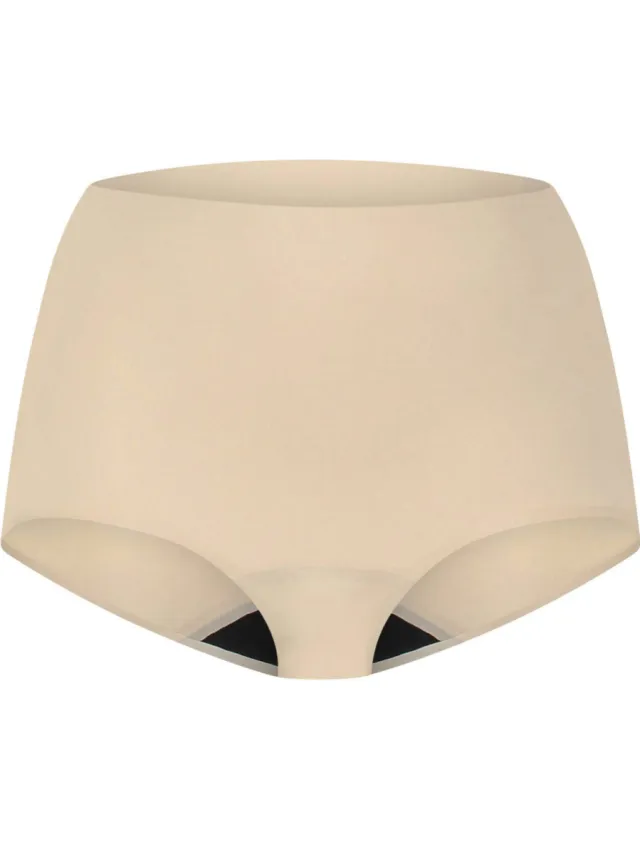 Moodies Undies medium/sterk absorberende corrigerende high waist menstruatieslip beige