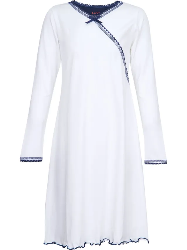 La V Meisjesnachthemd wit 164-170 creme