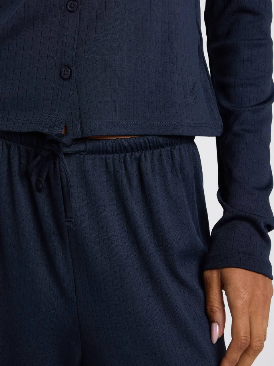 America Today pyjamabroek met ajourdetails - donkerblauw, foto 5