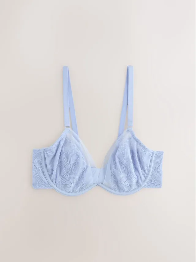 Next Dames - Diepuitgesneden kanten DD+ beha, zonder vulling - Blauw Blue