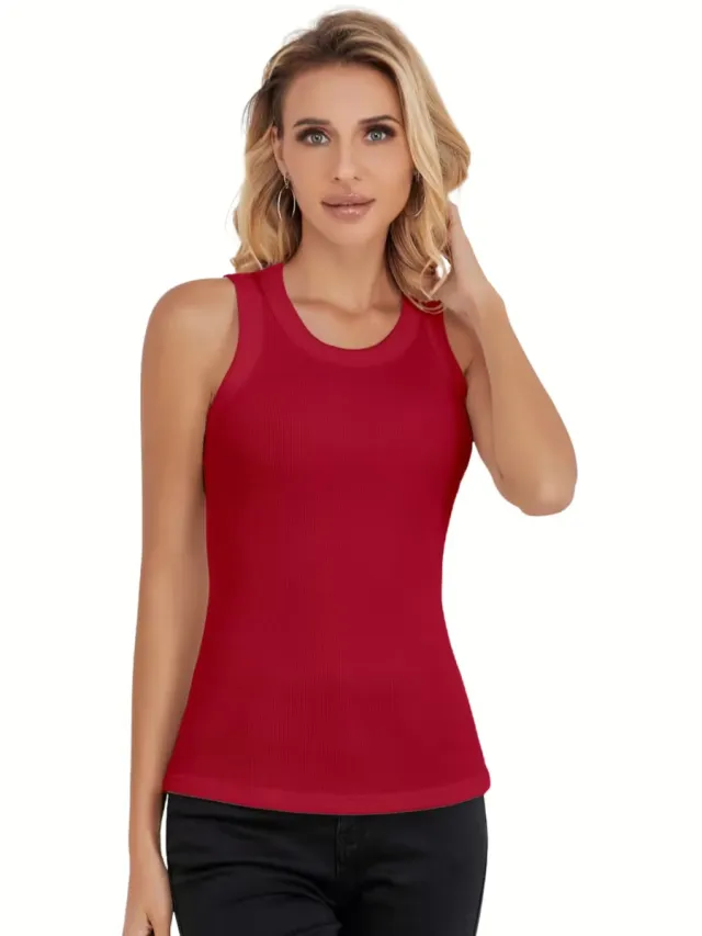 Currero Topje Dames - Top Kleding - Shirt - Blouse - Kort - Volwassen - Rood