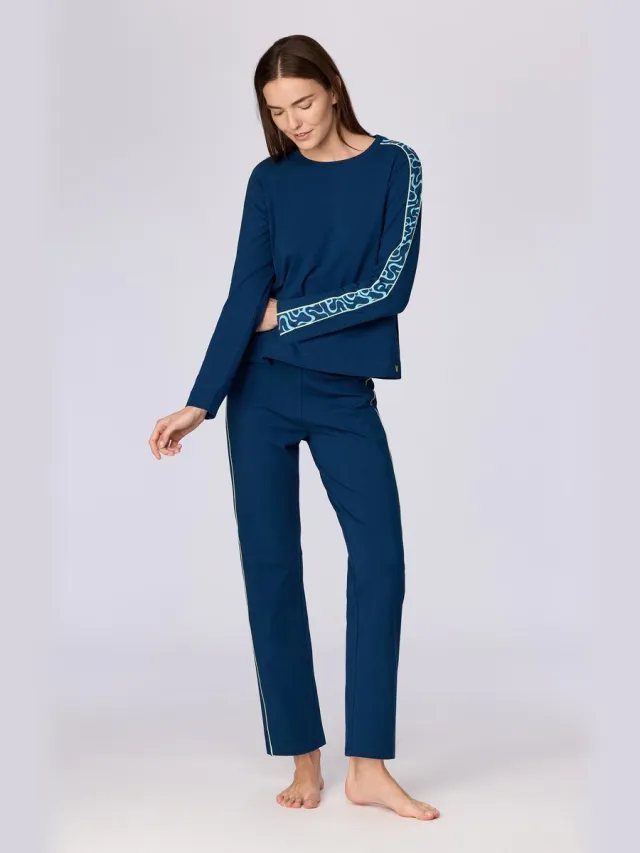 Woody Dames pyjama donkerblauw