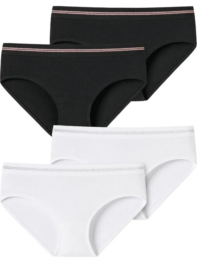 Schiesser Panty Lang Leven Rib zwart/wit