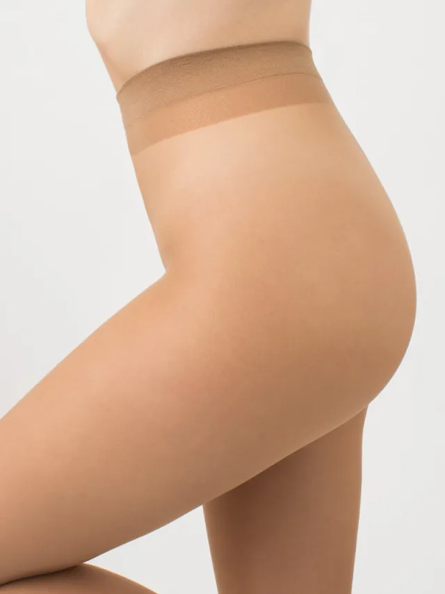 Giulia Panty - Infinity 20 - Zijdeachtig - Doorlopend Broekje - Platte Naden - Kruisje Katoen - 20 Den - Large - Caramel