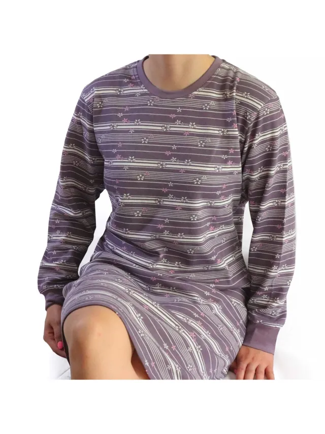 Tenderness Dames Nachthemd - Zachte Fleece - Bloemetjes - Paars