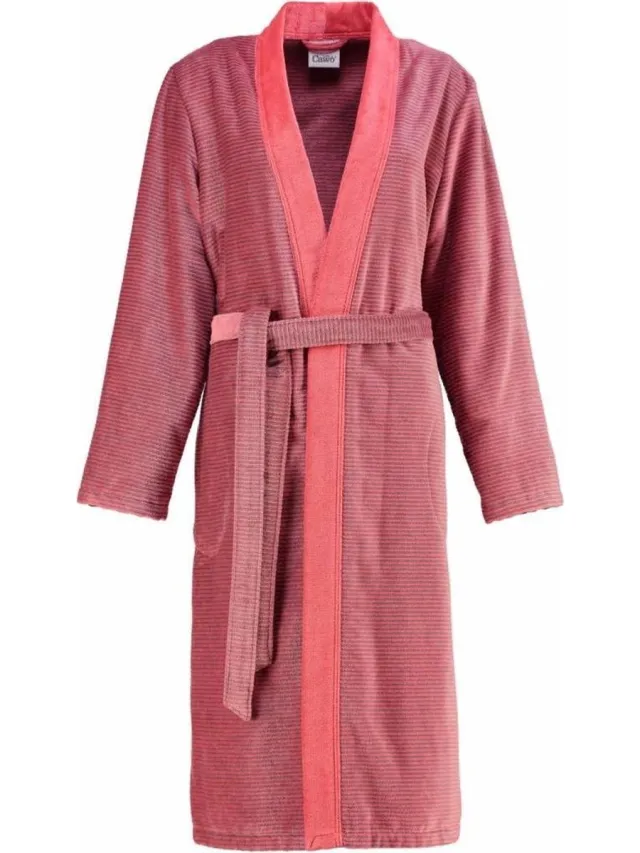 Cawö Cawo 6431 Velours Dames Badjas Kimono - Rot 36
