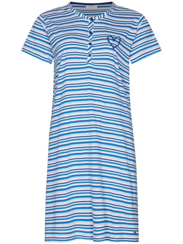 Rebelle MyRebelle - Nachthemd - Blue Bay - Bio Katoen - Blauw - Gestreept