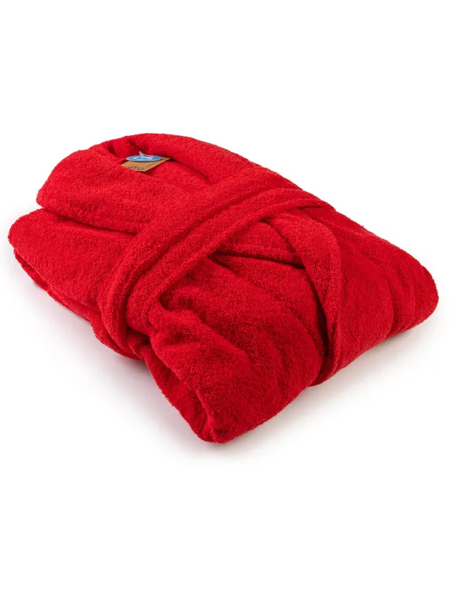 ARTG Robezz® - Badjas Sjaalkraag - 100% Badstof Katoen - Rood - Fire Red XXL - (2XL)