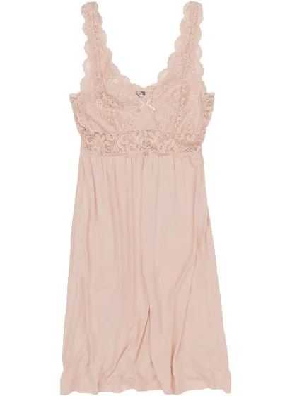 By Louise Slipdress dames negligé met kant Roze