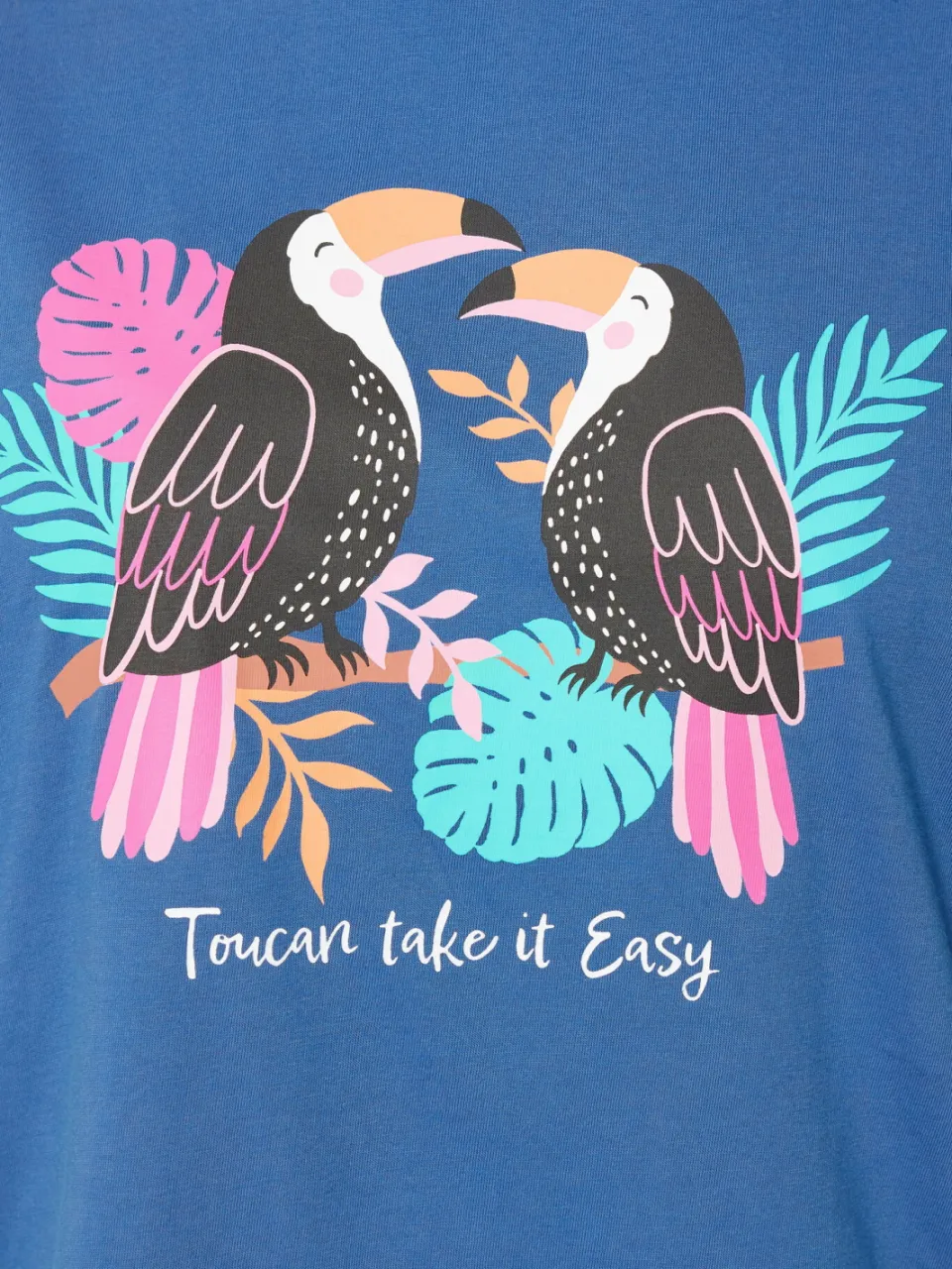 Yours Blauwe 'Toucan Take It Easy' Pyjamaset Met Wijde Pijpen-44, foto 5