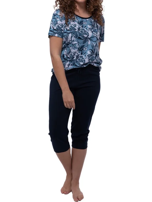 Ammann Dames pyjama Night & Home blauw