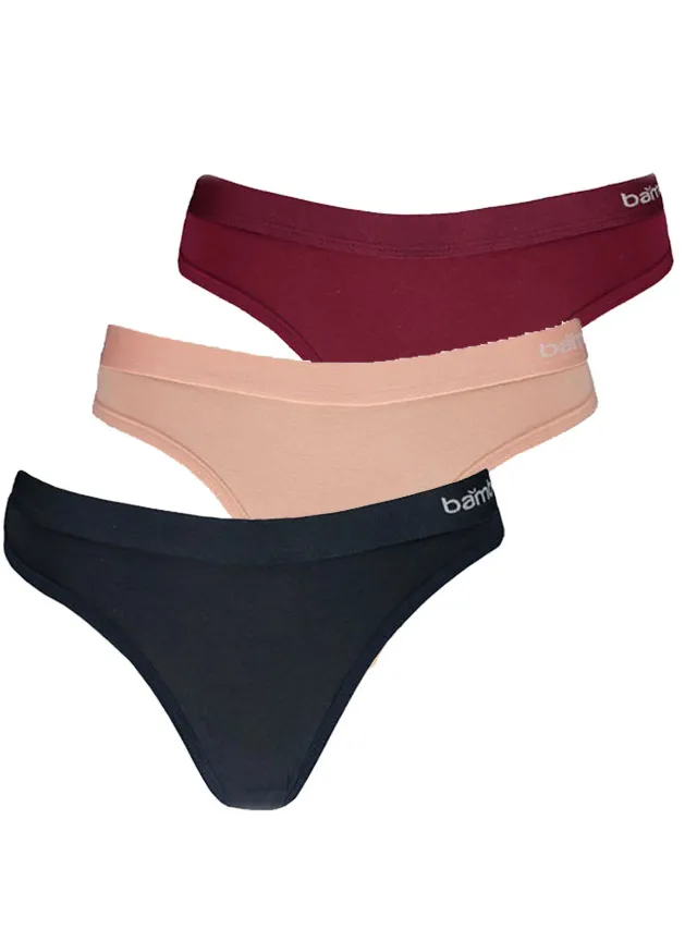 Apollo Dames string rood/roze/blauw bamboe 3-pack