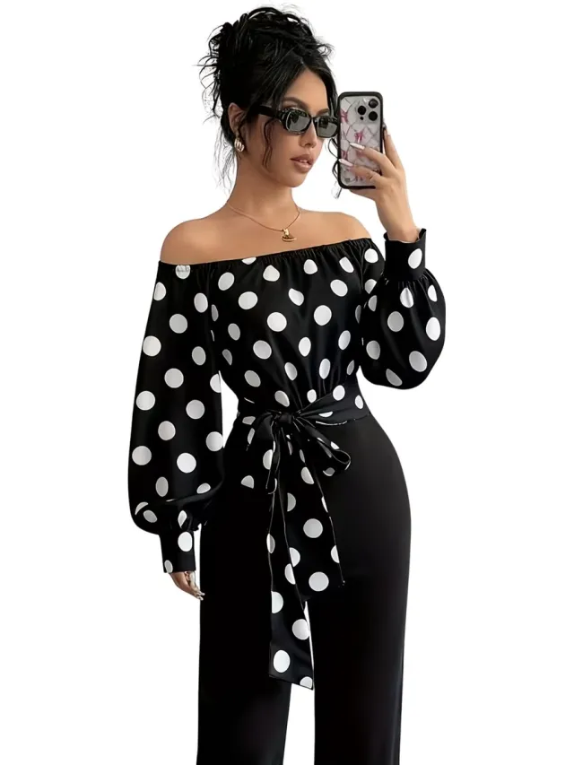 Currero Topje Dames Polkadots - Mouwloze Top - Singlet - Kleding - Shirt - Blouse - Kort - Volwassen - Zwart