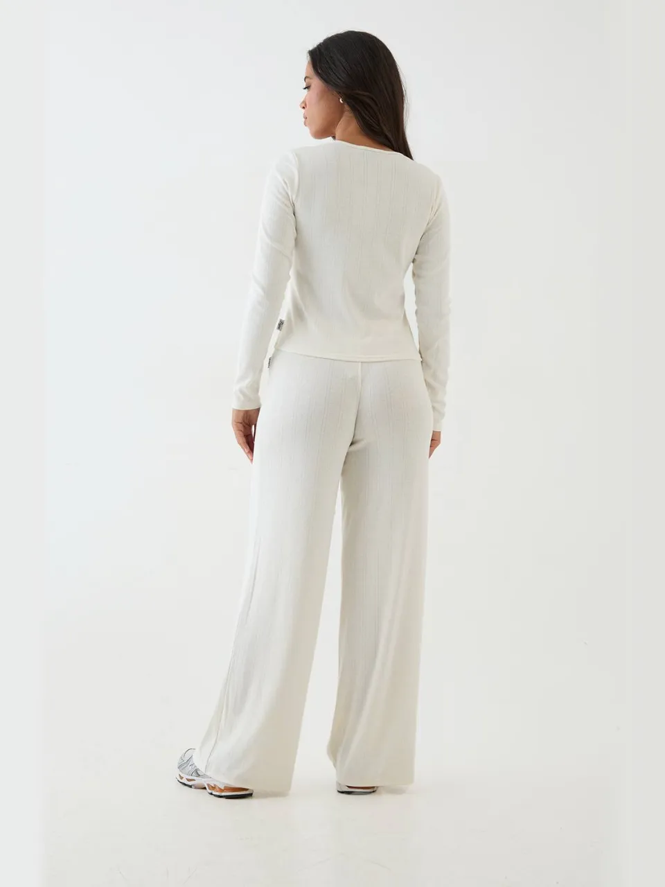Dames Dsgn Studio Pointelle Wijde Pijpenbroek crème, foto 3