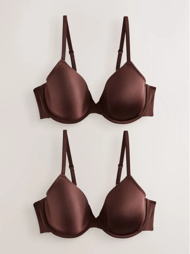Next Dames - Set van 2 gladmakende Ultimate Comfort beha's met vullingen en hele cups - Huidkleur Chocolate Nude