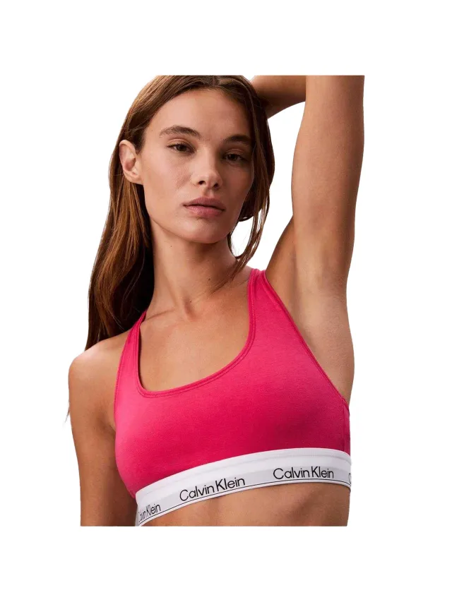 Calvin Klein Dames/Dames Logo Katoenmix Bralette (Levendig Roze) Koraal