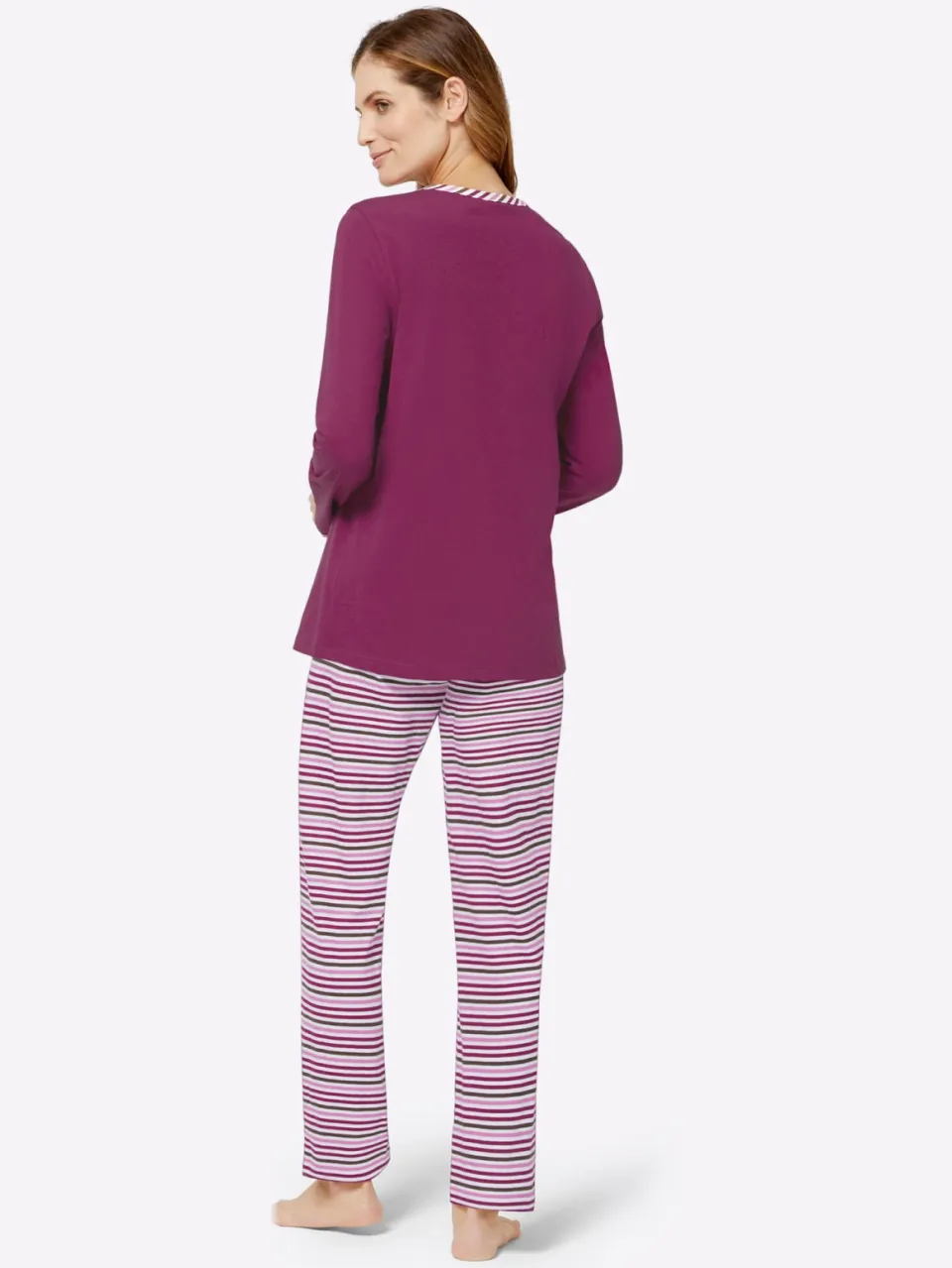 Pyjama's malve + malve gestreept, foto 3
