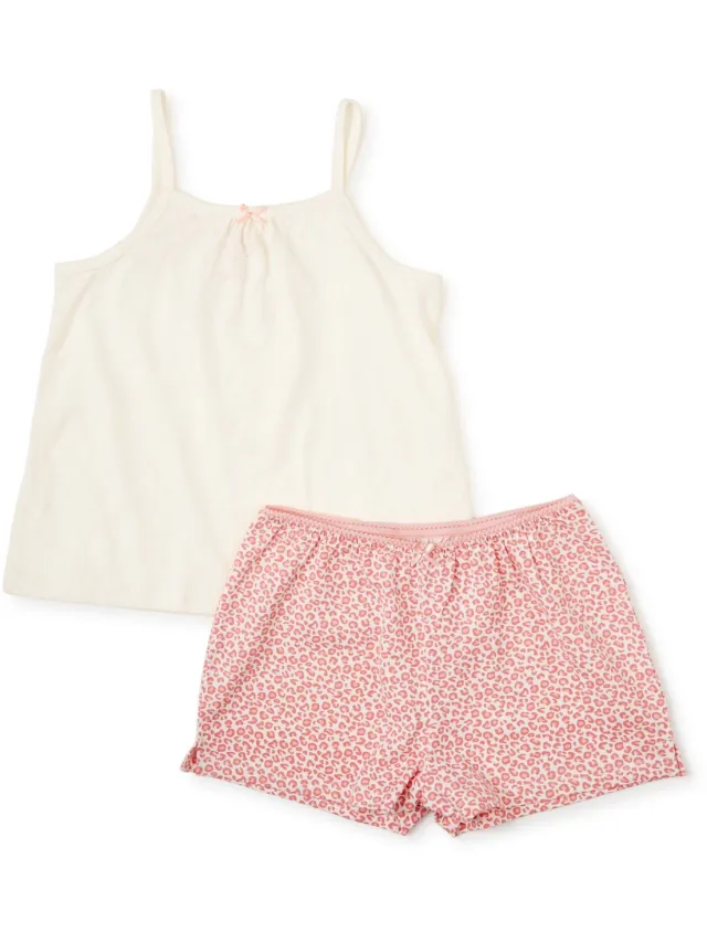 Little Label zomerpyjama-set - roze luipaard - bio katoen - 16Y/170-176 roze, off white