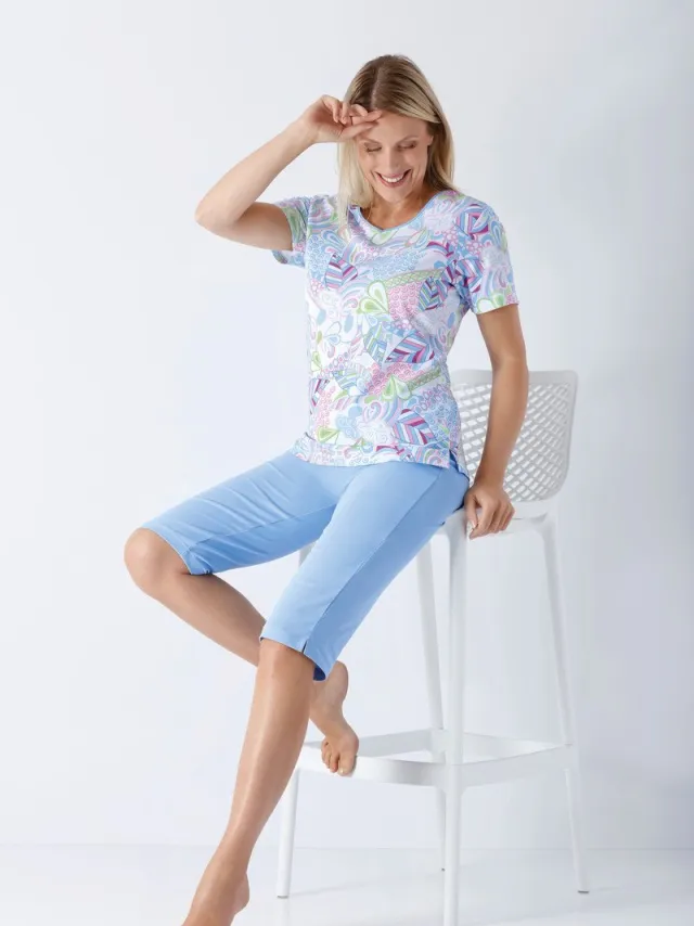 Hajo dames zomerpyjama blauw - Blauw - Maat - 48/50