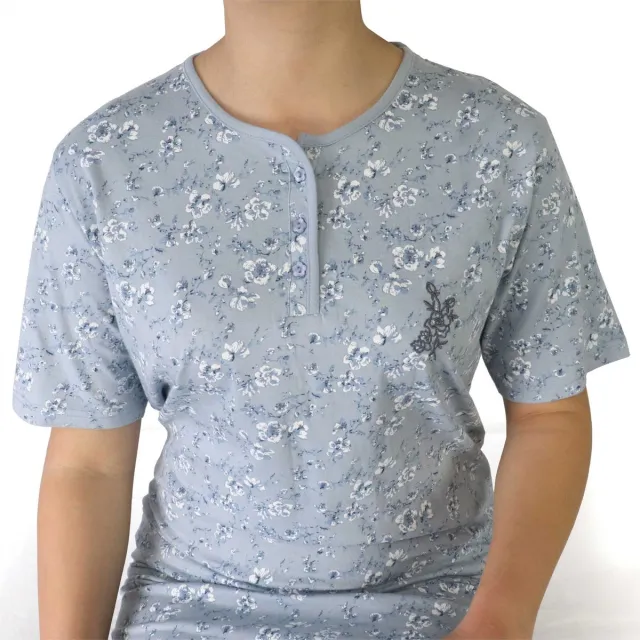 Tenderness Dames Nachthemd - Korte Mouwen - Licht Blauw