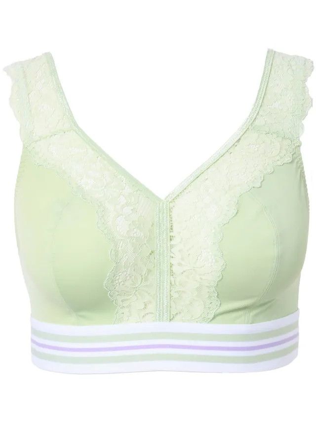 Ulla Popken Dames - Minimizer bralette kant zonder beugels - Lichtgroen