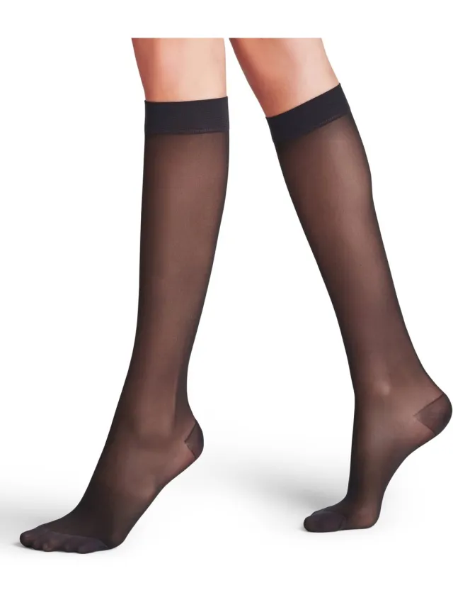 Falke Energize half doorzichtig met compressie materiaal sheer 30 DEN kniekousen dames zwart-42 zwart 3009