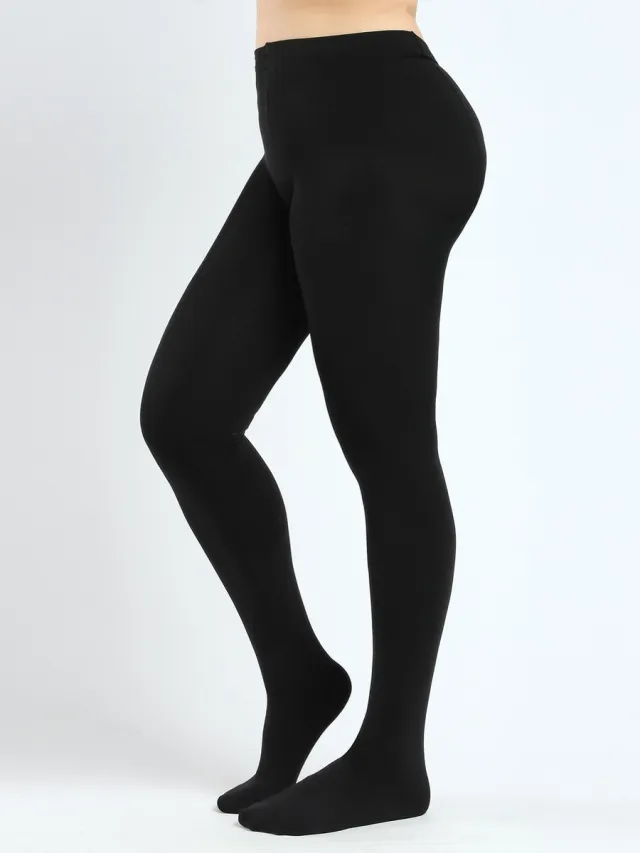 Floraweg Manzi Dames fleece panty's, plus size ,ondersteuning 2 paren maat, De elasticiteit is erg goed en past bij de meeste grote vrouwen.Thermos,warme,voor Winter,Een beetje pluis, 1600D,voor 65-90kg,170cm-185 cm-product Zwart